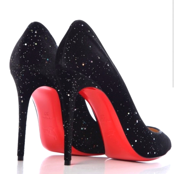 Christian Louboutin Shoes - Christian Louboutin Pigalle Follies 100 Velvet Galactica Black size39.5 With box